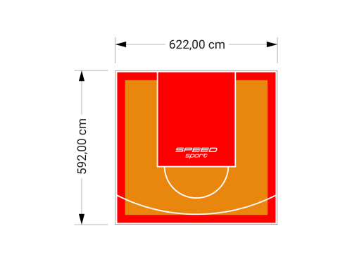 37M2/592X622CM POMARAŃCZOWO-CZERWONE BOISKO DO KOSZYKÓWKI SPEEDSPORT HEXA POWER PRO