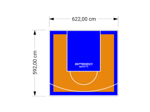 37M2/592X622CM POMARAŃCZOWO-NIEBIESKIE BOISKO DO KOSZYKÓWKI SPEEDSPORT HEXA POWER PRO