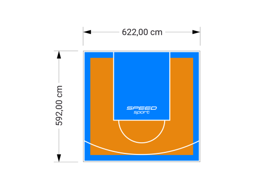 37M2/592X622CM POMARAŃCZOWO-BŁĘKITNE BOISKO DO KOSZYKÓWKI SPEEDSPORT HEXA POWER PRO