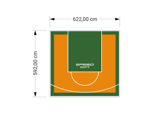 37M2/592X622CM POMARAŃCZOWO-ZIELONE BOISKO DO KOSZYKÓWKI SPEEDSPORT HEXA POWER PRO