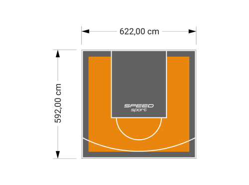 37M2/592X622CM POMARAŃCZOWO-GRAFITOWE BOISKO DO KOSZYKÓWKI SPEEDSPORT HEXA POWER PRO