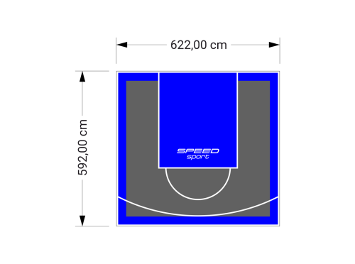 37M2/592X622CM GRAFITOWO-NIEBIESKIE BOISKO DO KOSZYKÓWKI SPEEDSPORT HEXA POWER PRO