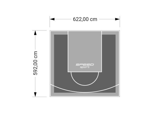 37M2/592X622CM GRAFITOWO-SZARE BOISKO DO KOSZYKÓWKI SPEEDSPORT HEXA POWER PRO