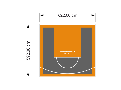 37M2/592X622CM GRAFITOWO-POMARAŃCZOWE BOISKO DO KOSZYKÓWKI SPEEDSPORT HEXA POWER PRO