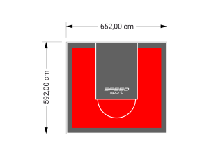 39M2/592X652CM CZERWONO-GRAFITOWE BOISKO DO KOSZYKÓWKI SPEEDSPORT HEXA POWER PRO