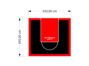 39M2/592X652CM CZARNO-CZERWONE BOISKO DO KOSZYKÓWKI SPEEDSPORT HEXA POWER PRO