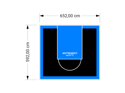 39M2/592X652CM CZARNO-BŁĘKITNE BOISKO DO KOSZYKÓWKI SPEEDSPORT HEXA POWER PRO