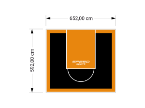 39M2/592X652CM CZARNO-POMARAŃCZOWE BOISKO DO KOSZYKÓWKI SPEEDSPORT HEXA POWER PRO
