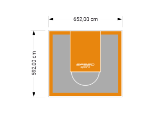 39M2/592X652CM SZARO-POMARAŃCZOWE BOISKO DO KOSZYKÓWKI SPEEDSPORT HEXA POWER PRO