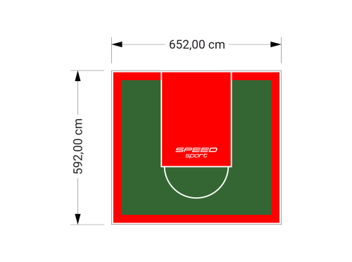 39M2/592X652CM ZIELONO-CZERWONE BOISKO DO KOSZYKÓWKI SPEEDSPORT HEXA POWER PRO