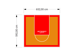 39M2/592X652CM POMARAŃCZOWO-CZERWONE BOISKO DO KOSZYKÓWKI SPEEDSPORT HEXA POWER PRO