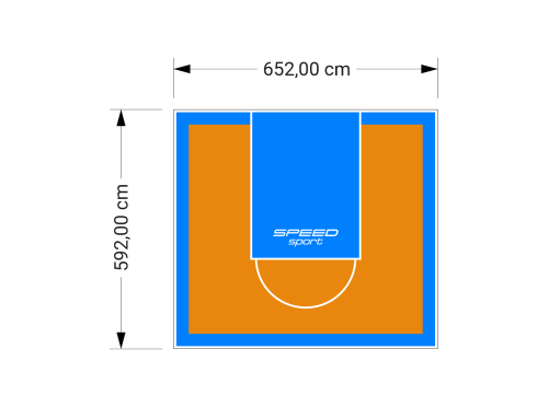 39M2/592X652CM POMARAŃCZOWO-BŁĘKITNE BOISKO DO KOSZYKÓWKI SPEEDSPORT HEXA POWER PRO