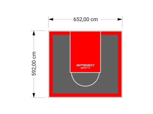 39M2/592X652CM GRAFITOWO-CZERWONE BOISKO DO KOSZYKÓWKI SPEEDSPORT HEXA POWER PRO