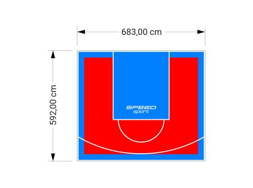 41M2/592X683CM CZERWONO-BŁĘKITNE BOISKO DO KOSZYKÓWKI SPEEDSPORT HEXA POWER PRO