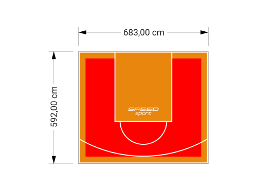 41M2/592X683CM CZERWONO-POMARAŃCZOWE BOISKO DO KOSZYKÓWKI SPEEDSPORT HEXA POWER PRO