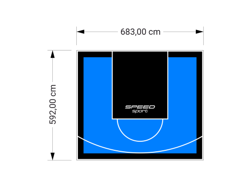 41M2/592X683CM BŁĘKITNO-CZARNE BOISKO DO KOSZYKÓWKI SPEEDSPORT HEXA POWER PRO