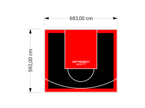 41M2/592X683CM CZARNO-CZERWONE BOISKO DO KOSZYKÓWKI SPEEDSPORT HEXA POWER PRO