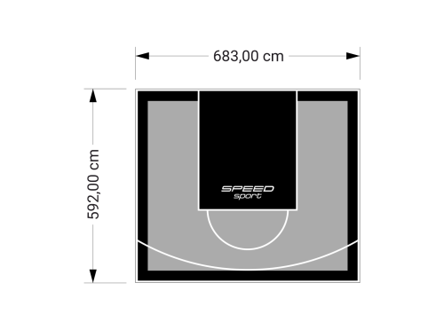 41M2/592X683CM SZARO-CZARNE BOISKO DO KOSZYKÓWKI SPEEDSPORT HEXA POWER PRO