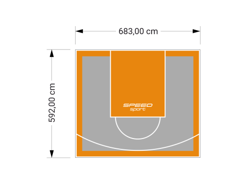 41M2/592X683CM SZARO-POMARAŃCZOWE BOISKO DO KOSZYKÓWKI SPEEDSPORT HEXA POWER PRO