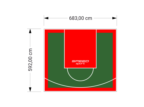 41M2/592X683CM ZIELONO-CZERWONE BOISKO DO KOSZYKÓWKI SPEEDSPORT HEXA POWER PRO