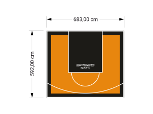 41M2/592X683CM POMARAŃCZOWO-CZARNE BOISKO DO KOSZYKÓWKI SPEEDSPORT HEXA POWER PRO
