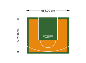 41M2/592X683CM POMARAŃCZOWO-ZIELONE BOISKO DO KOSZYKÓWKI SPEEDSPORT HEXA POWER PRO