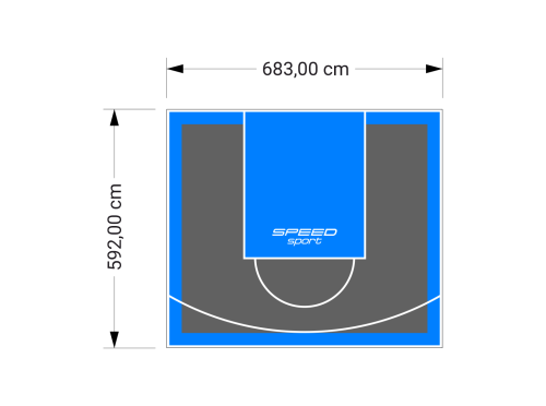 41M2/592X683CM GRAFITOWO-BŁĘKITNE BOISKO DO KOSZYKÓWKI SPEEDSPORT HEXA POWER PRO
