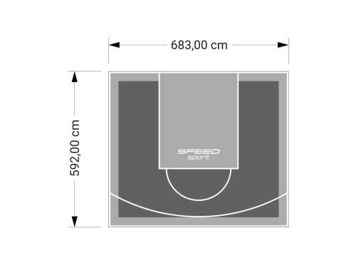 41M2/592X683CM GRAFITOWO-SZARE BOISKO DO KOSZYKÓWKI SPEEDSPORT HEXA POWER PRO