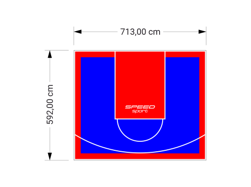 42M2/592X713CM NIEBIESKO-CZERWONE BOISKO DO KOSZYKÓWKI SPEEDSPORT HEXA POWER PRO