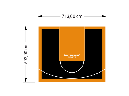 42M2/592X713CM CZARNO-POMARAŃCZOWE BOISKO DO KOSZYKÓWKI SPEEDSPORT HEXA POWER PRO