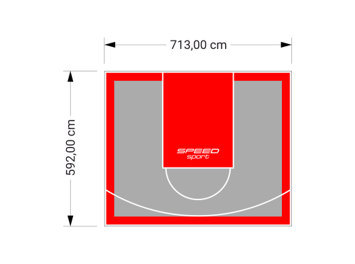 42M2/592X713CM SZARO-CZERWONE BOISKO DO KOSZYKÓWKI SPEEDSPORT HEXA POWER PRO