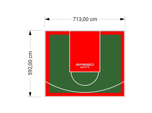 42M2/592X713CM ZIELONO-CZERWONE BOISKO DO KOSZYKÓWKI SPEEDSPORT HEXA POWER PRO