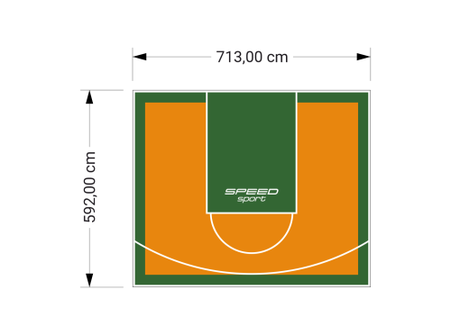 42M2/592X713CM POMARAŃCZOWO-ZIELONE BOISKO DO KOSZYKÓWKI SPEEDSPORT HEXA POWER PRO