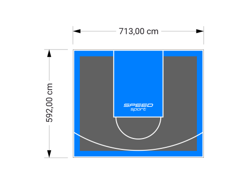42M2/592X713CM GRAFITOWO-BŁĘKITNE BOISKO DO KOSZYKÓWKI SPEEDSPORT HEXA POWER PRO