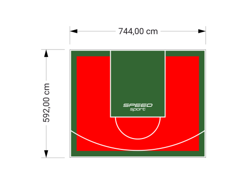 44M2/592X744CM CZERWONO-ZIELONE BOISKO DO KOSZYKÓWKI SPEEDSPORT HEXA POWER PRO