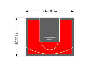 44M2/592X744CM CZERWONO-GRAFITOWE BOISKO DO KOSZYKÓWKI SPEEDSPORT HEXA POWER PRO