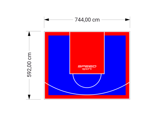 44M2/592X744CM NIEBIESKO-CZERWONE BOISKO DO KOSZYKÓWKI SPEEDSPORT HEXA POWER PRO