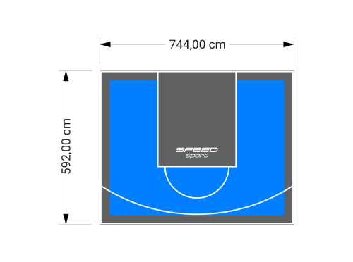 44M2/592X744CM BŁĘKITNO-GRAFITOWE BOISKO DO KOSZYKÓWKI SPEEDSPORT HEXA POWER PRO
