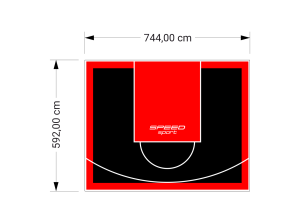 44M2/592X744CM CZARNO-CZERWONE BOISKO DO KOSZYKÓWKI SPEEDSPORT HEXA POWER PRO