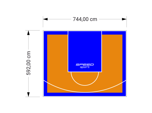 44M2/592X744CM POMARAŃCZOWO-NIEBIESKIE BOISKO DO KOSZYKÓWKI SPEEDSPORT HEXA POWER PRO