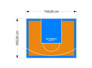 44M2/592X744CM POMARAŃCZOWO-BŁĘKITNE BOISKO DO KOSZYKÓWKI SPEEDSPORT HEXA POWER PRO