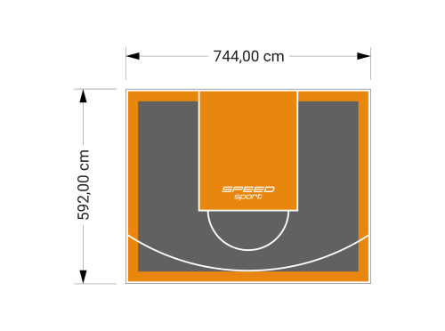 44M2/592X744CM GRAFITOWO-POMARAŃCZOWE BOISKO DO KOSZYKÓWKI SPEEDSPORT HEXA POWER PRO
