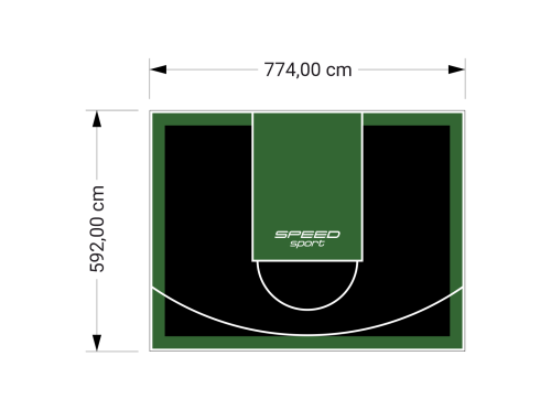 46M2/592X774CM CZARNO-ZIELONE BOISKO DO KOSZYKÓWKI SPEEDSPORT HEXA POWER PRO