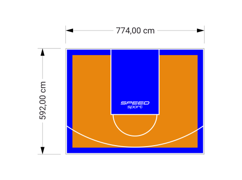 46M2/592X774CM POMARAŃCZOWO-NIEBIESKIE BOISKO DO KOSZYKÓWKI SPEEDSPORT HEXA POWER PRO