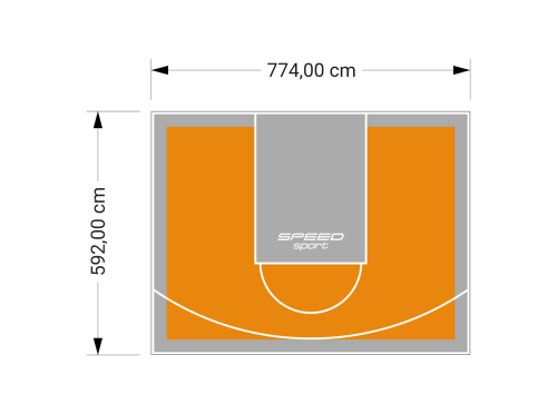 46M2/592X774CM POMARAŃCZOWO-SZARE BOISKO DO KOSZYKÓWKI SPEEDSPORT HEXA POWER PRO