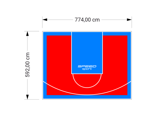 46M2/592X774CM CZERWONO-BŁĘKITNE BOISKO DO KOSZYKÓWKI SPEEDSPORT HEXA POWER PRO