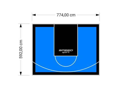 46M2/592X774CM BŁĘKITNO-CZARNE BOISKO DO KOSZYKÓWKI SPEEDSPORT HEXA POWER PRO