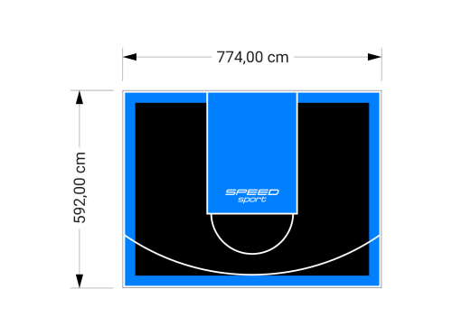 46M2/592X774CM CZARNO-BŁĘKITNE BOISKO DO KOSZYKÓWKI SPEEDSPORT HEXA POWER PRO