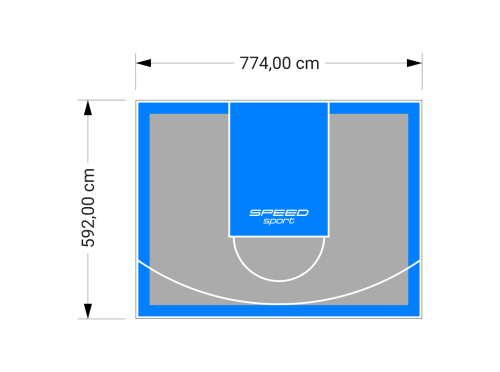 46M2/592X774CM SZARO-BŁĘKITNE BOISKO DO KOSZYKÓWKI SPEEDSPORT HEXA POWER PRO