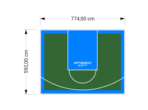 46M2/592X774CM ZIELONO-BŁĘKITNE BOISKO DO KOSZYKÓWKI SPEEDSPORT HEXA POWER PRO